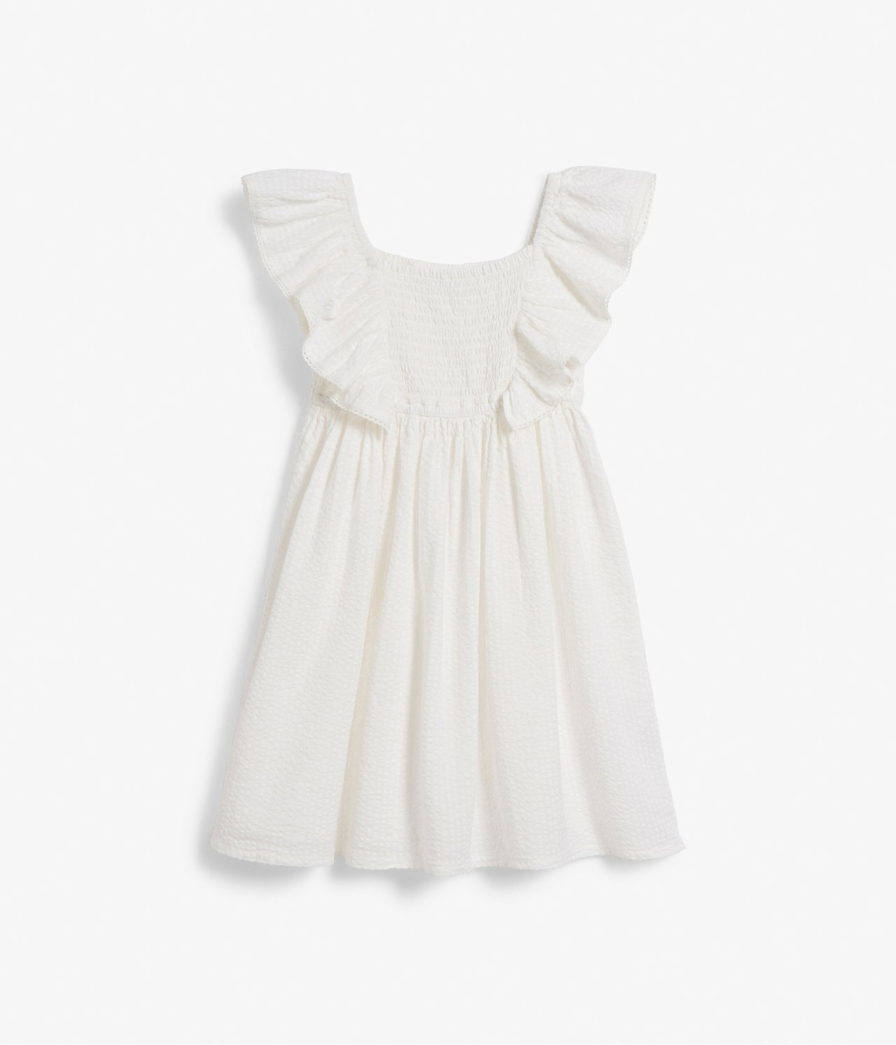 Sukienka z rękawami z falbanami - Offwhite - 5