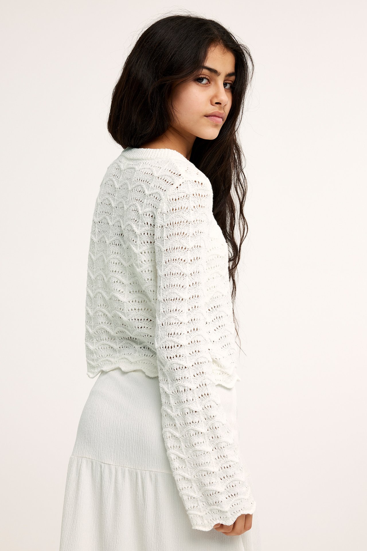 Sweter zrobiony na szydełku - Offwhite - 6