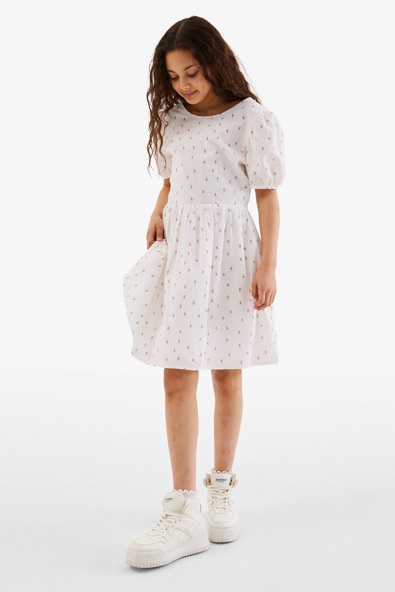 Sukienka w kwiaty - Offwhite - 2