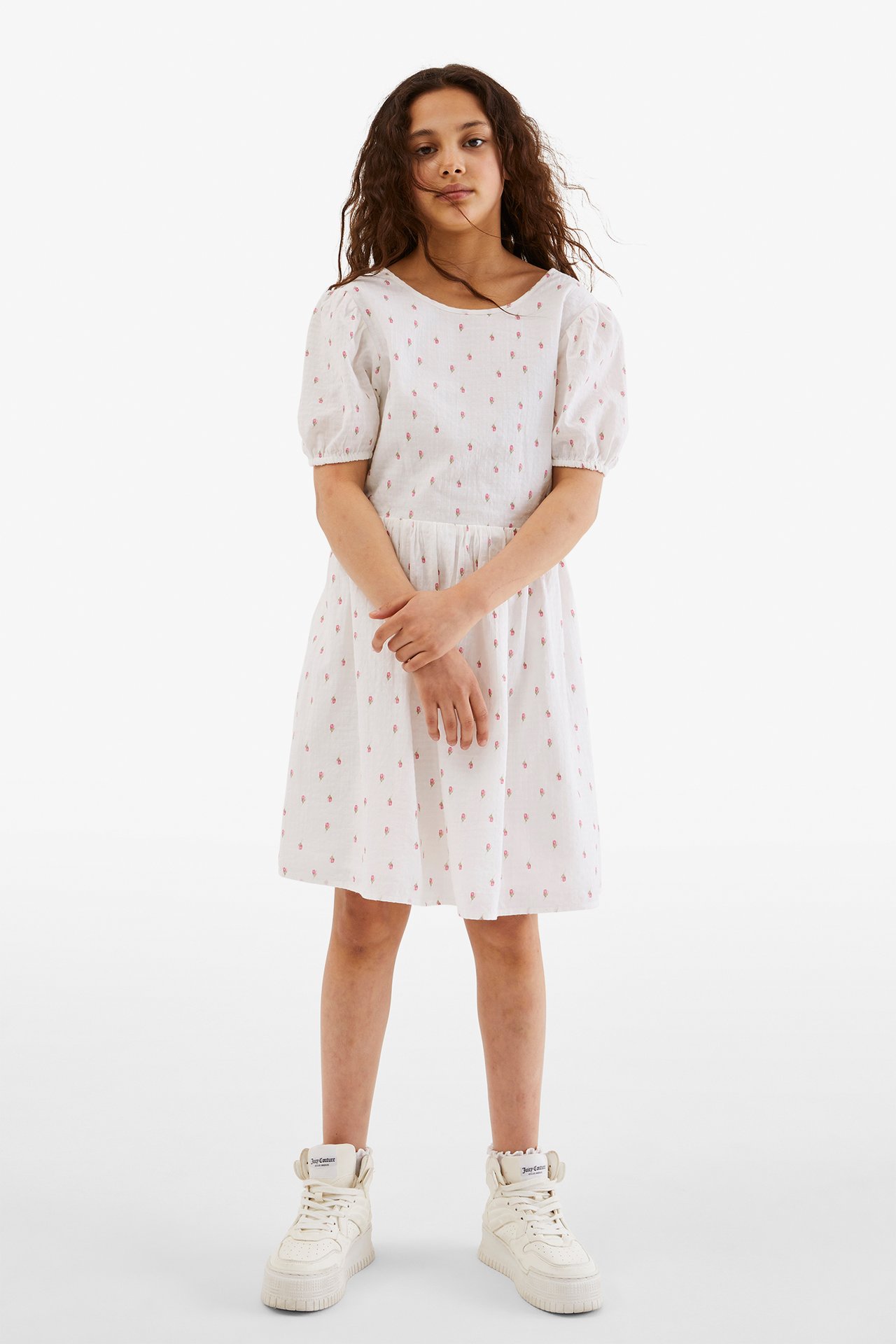 Sukienka w kwiaty - Offwhite - 5