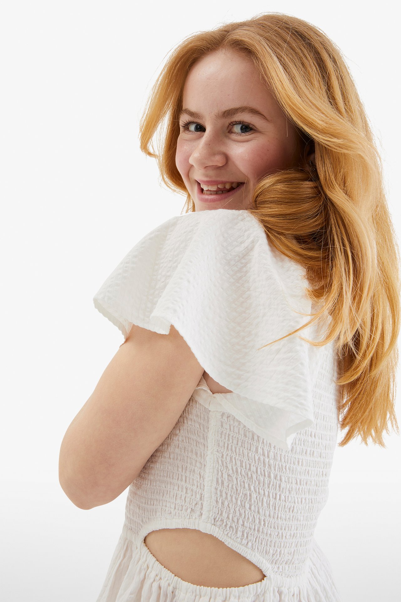 Kjole med sommerfuglermer - Offwhite - 3