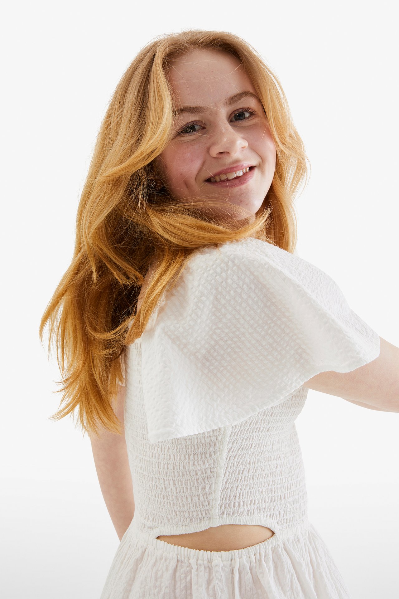Kjole med sommerfuglermer - Offwhite - 7