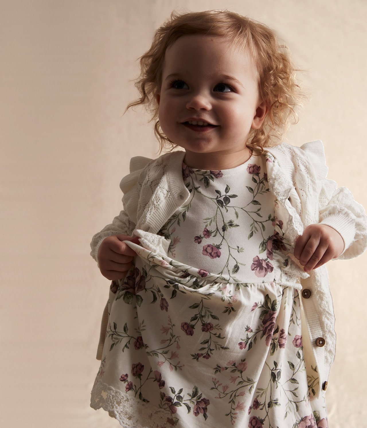 Blommig babyklänning Offwhite - null - 2