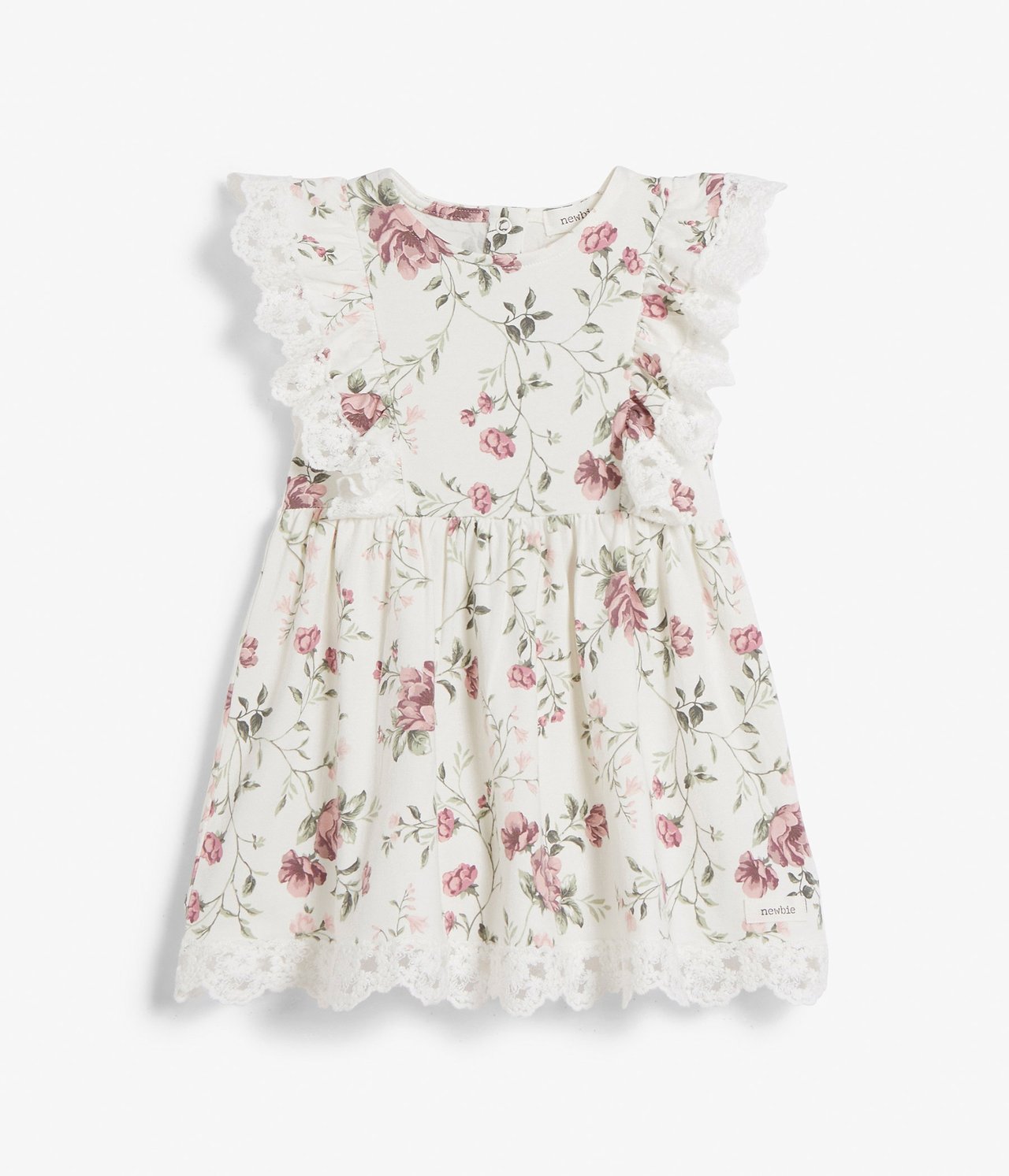 Blommig babyklänning Offwhite - null - 1