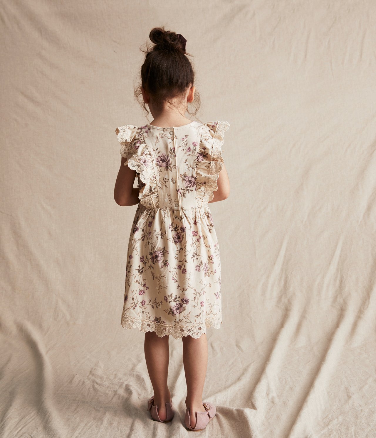 Blommig klänning - Beige - 6