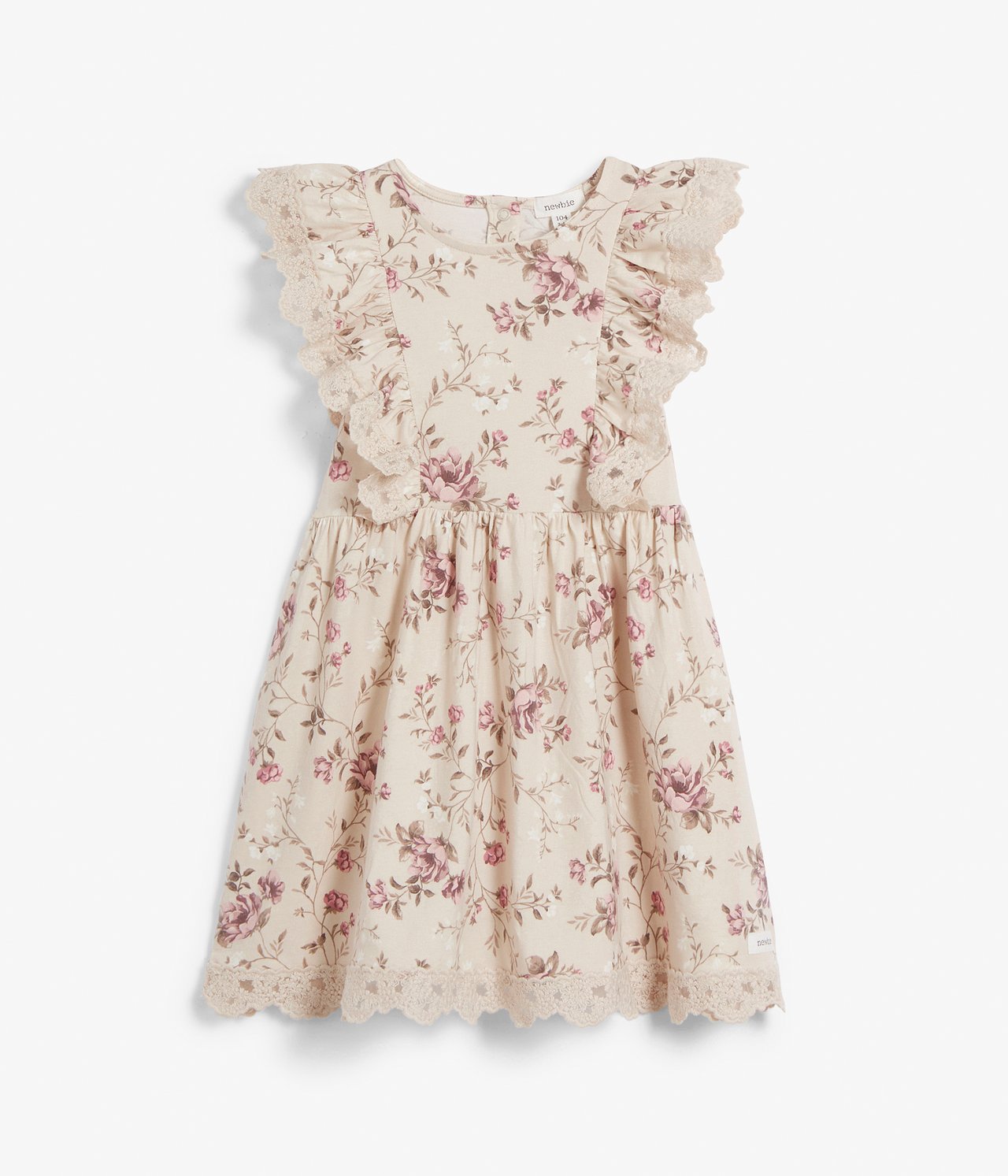 Blommig klänning - Beige - 8
