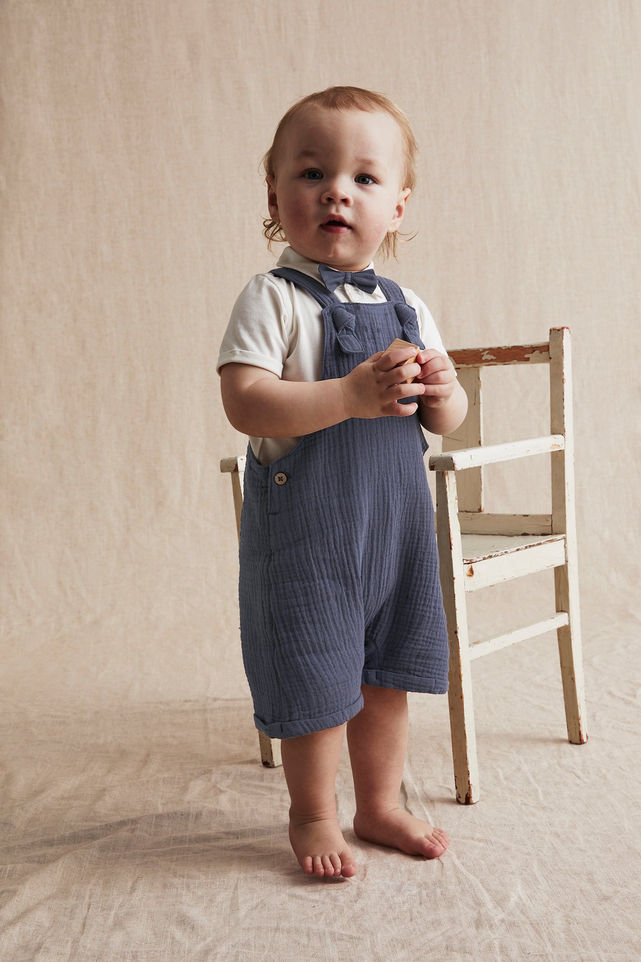 Hängselshorts baby - Mörkblå - 3