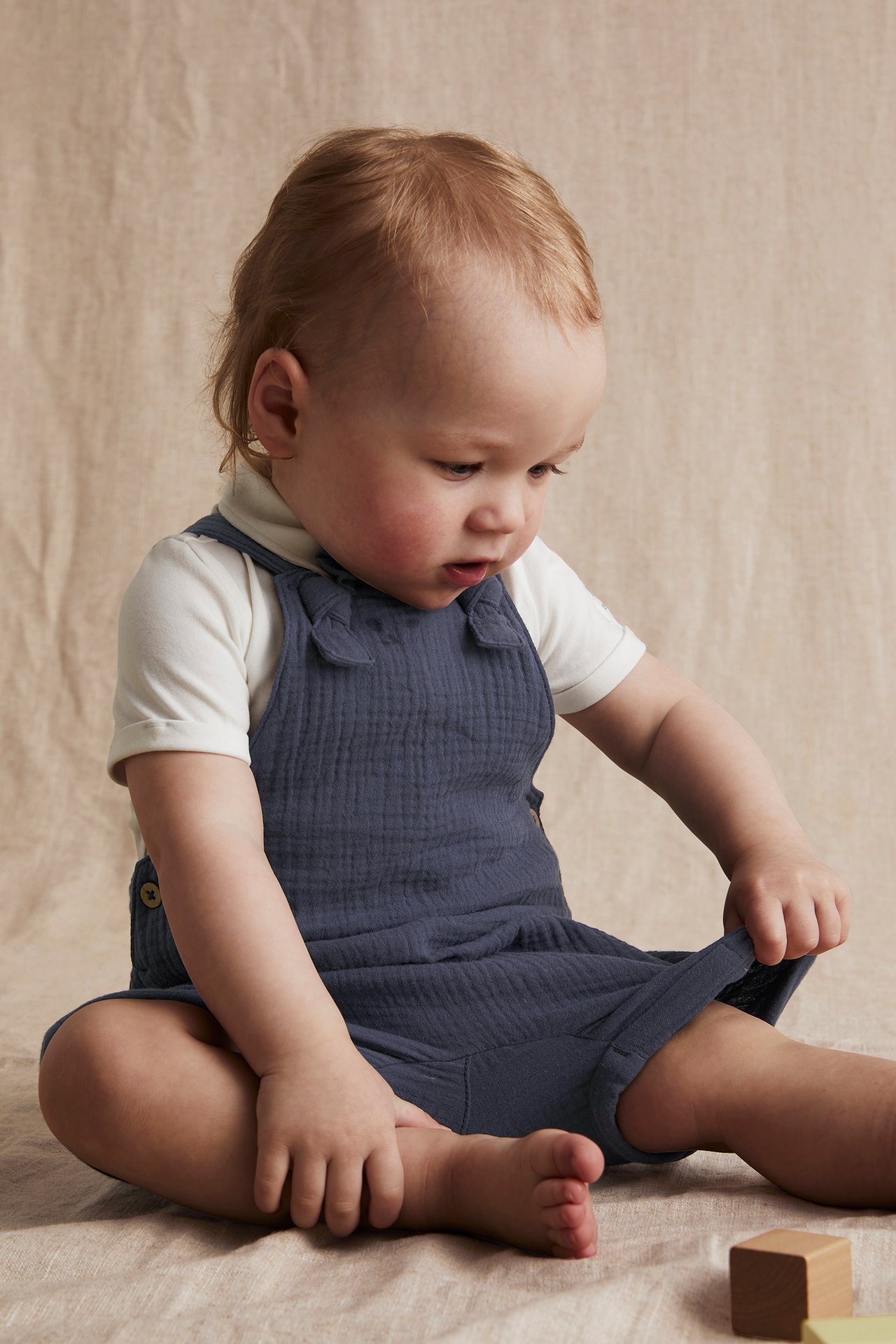 Hängselshorts baby - Mörkblå - 1