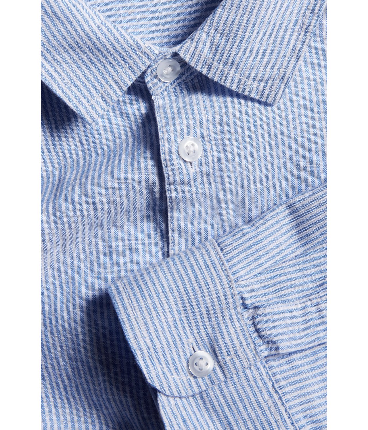 Skjorta i linnemix Ljusblå - null - 4