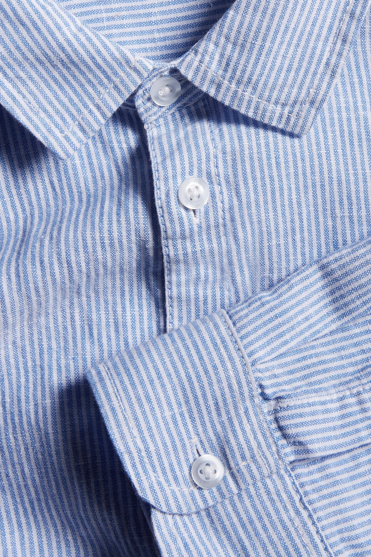 Skjorta i linnemix Ljusblå - null - 5