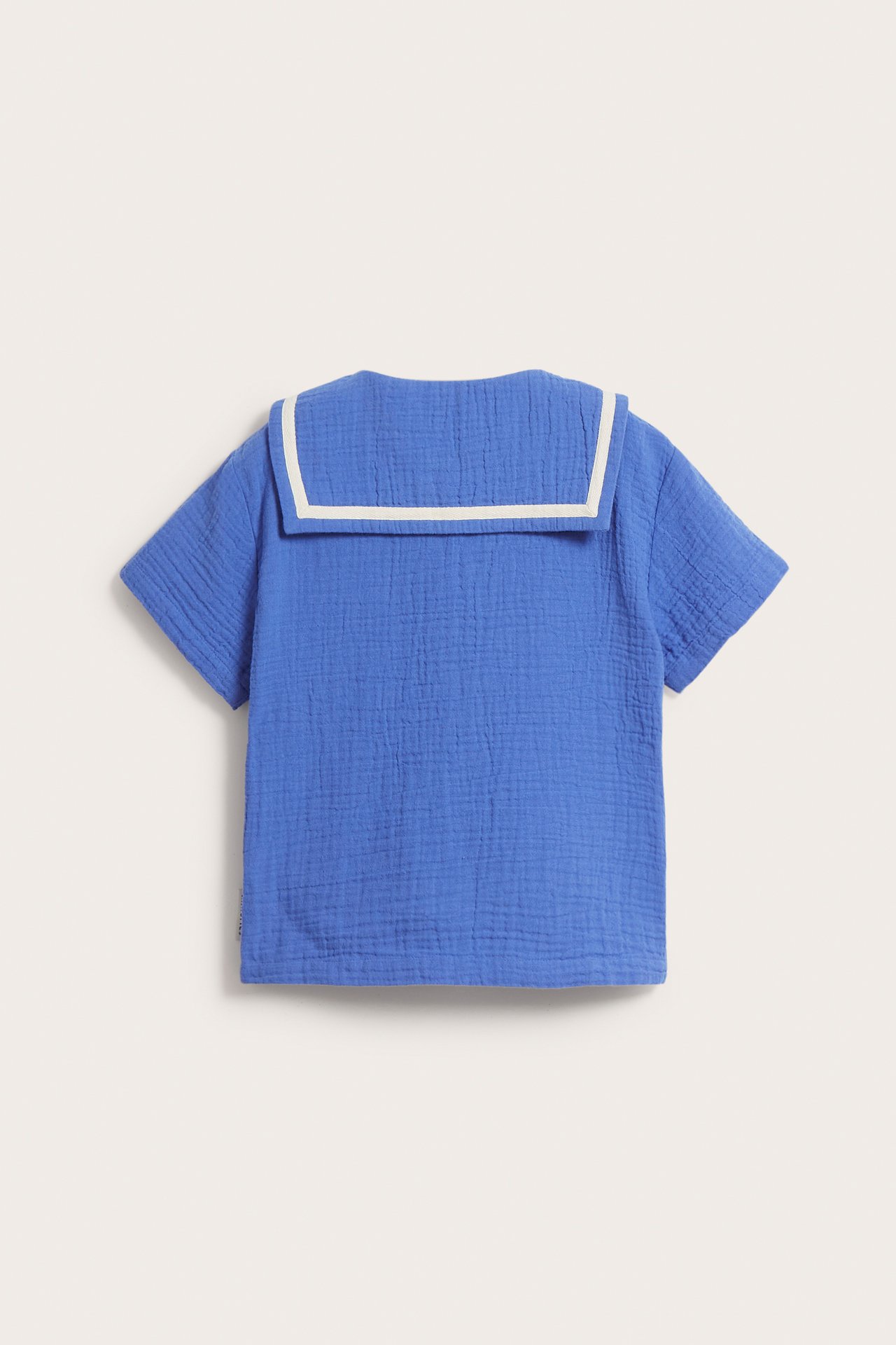 Kudottu paitapusero, jossa on kaulus - Sininen - 4