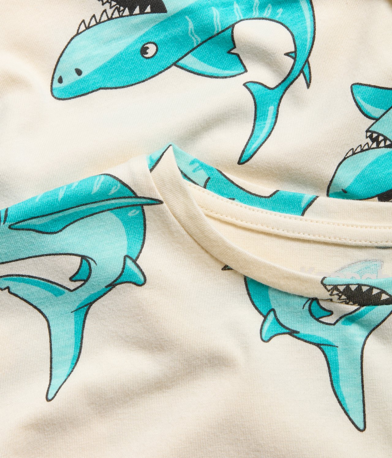 T-shirt med hajar Ljusbeige - null - 2