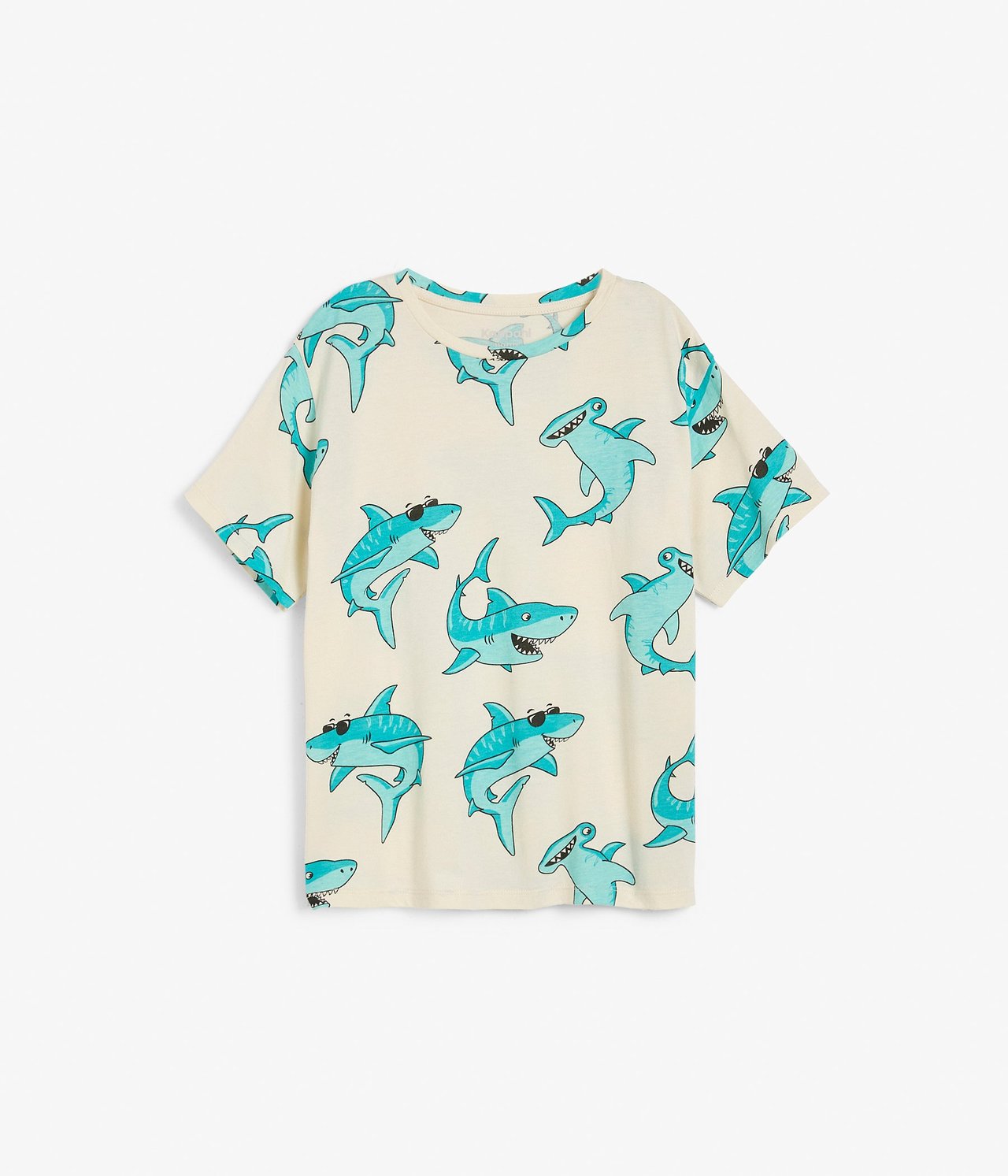 T-shirt med hajar Ljusbeige - null - 1