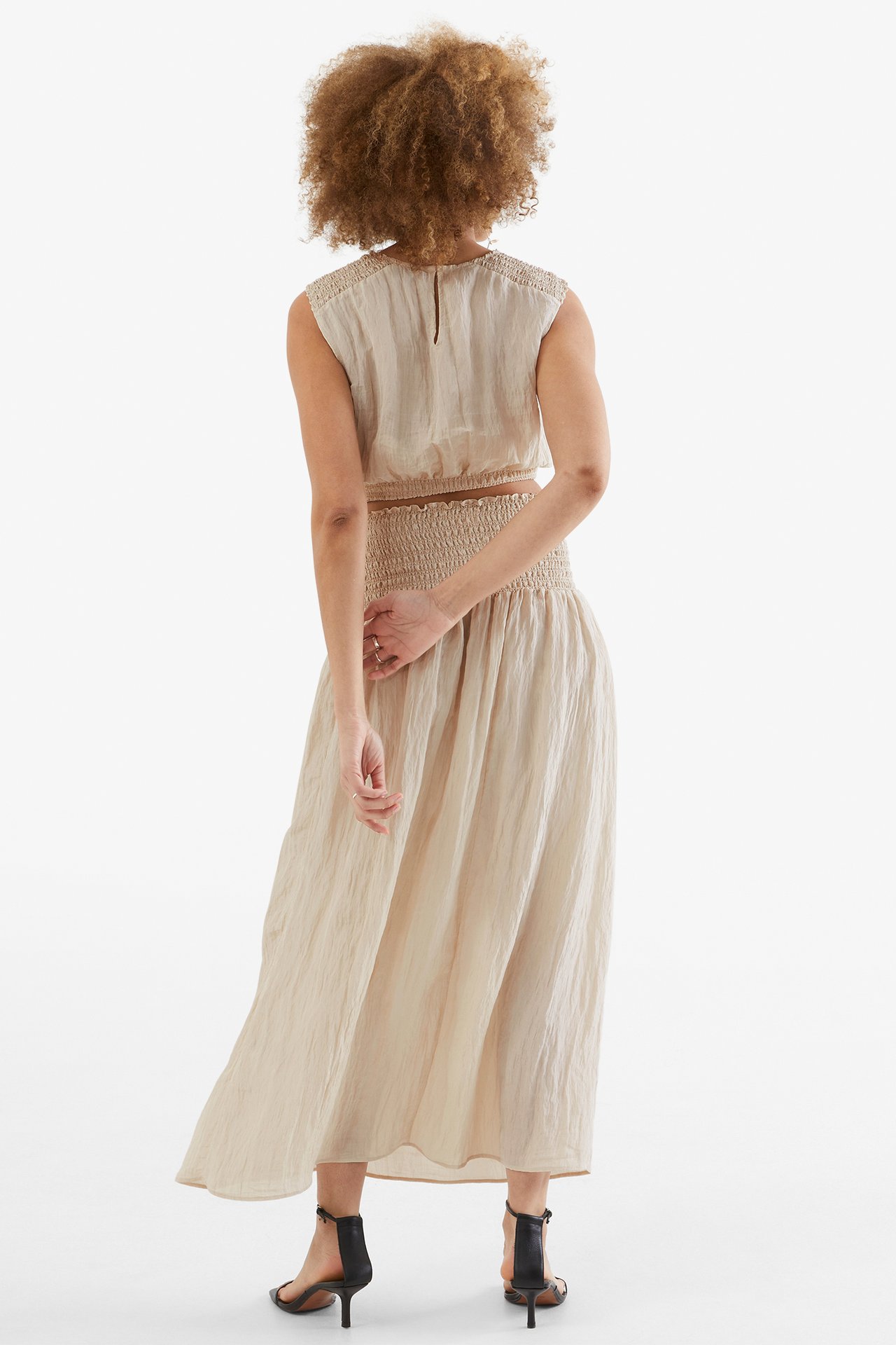 Krinklad kjol - Offwhite - 174cm / Storlek: S - 4