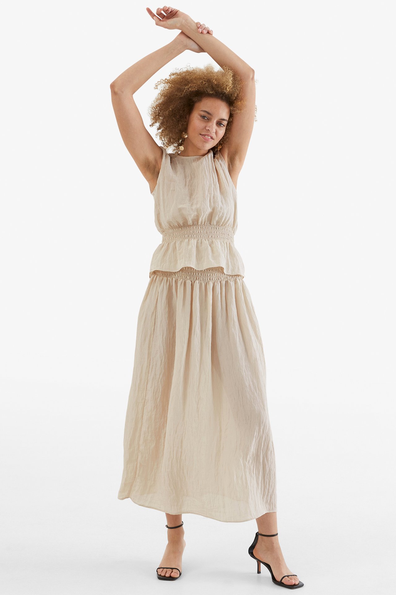 Krinklad kjol - Offwhite - 174cm / Storlek: S - 1