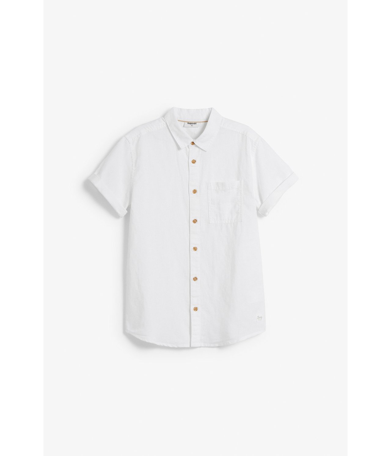 Pellavasekoitetta oleva lyhythihainen paita - Valkoinen - 6