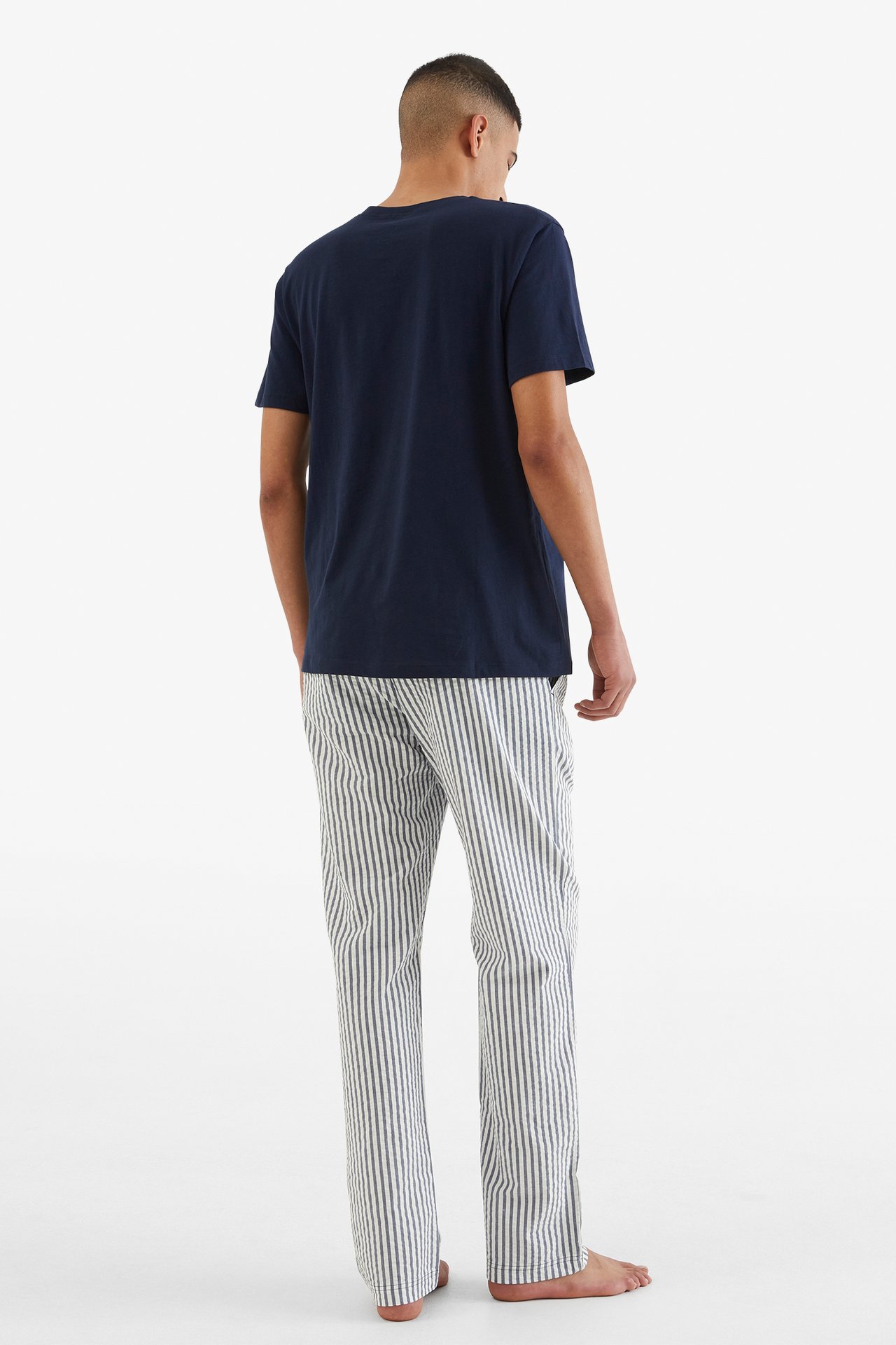 Pyjamasbukse i seersucker - Mørkeblå - 3