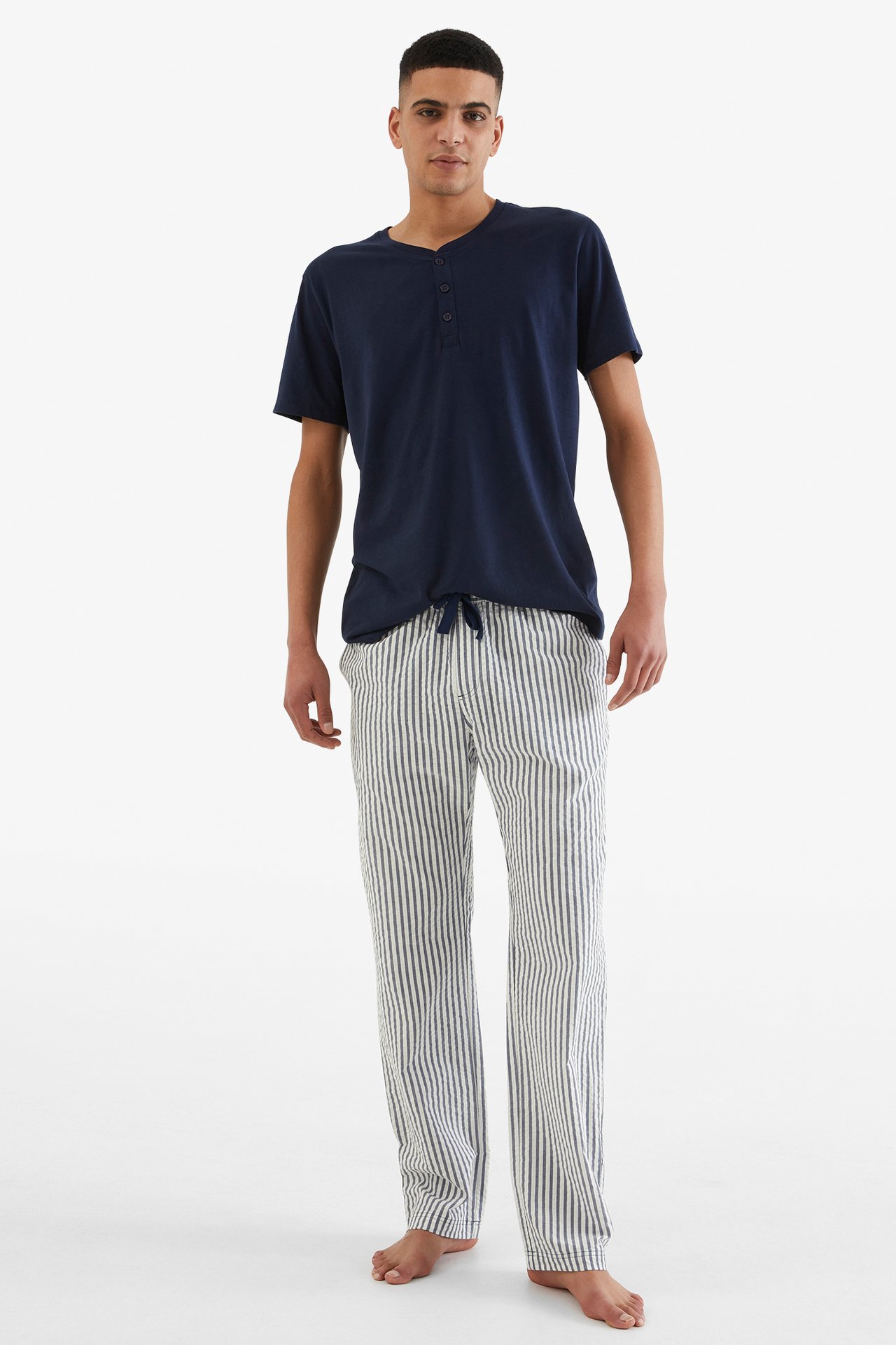 Pyjamasbyxor i bäckebölja - Mörkblå - 1