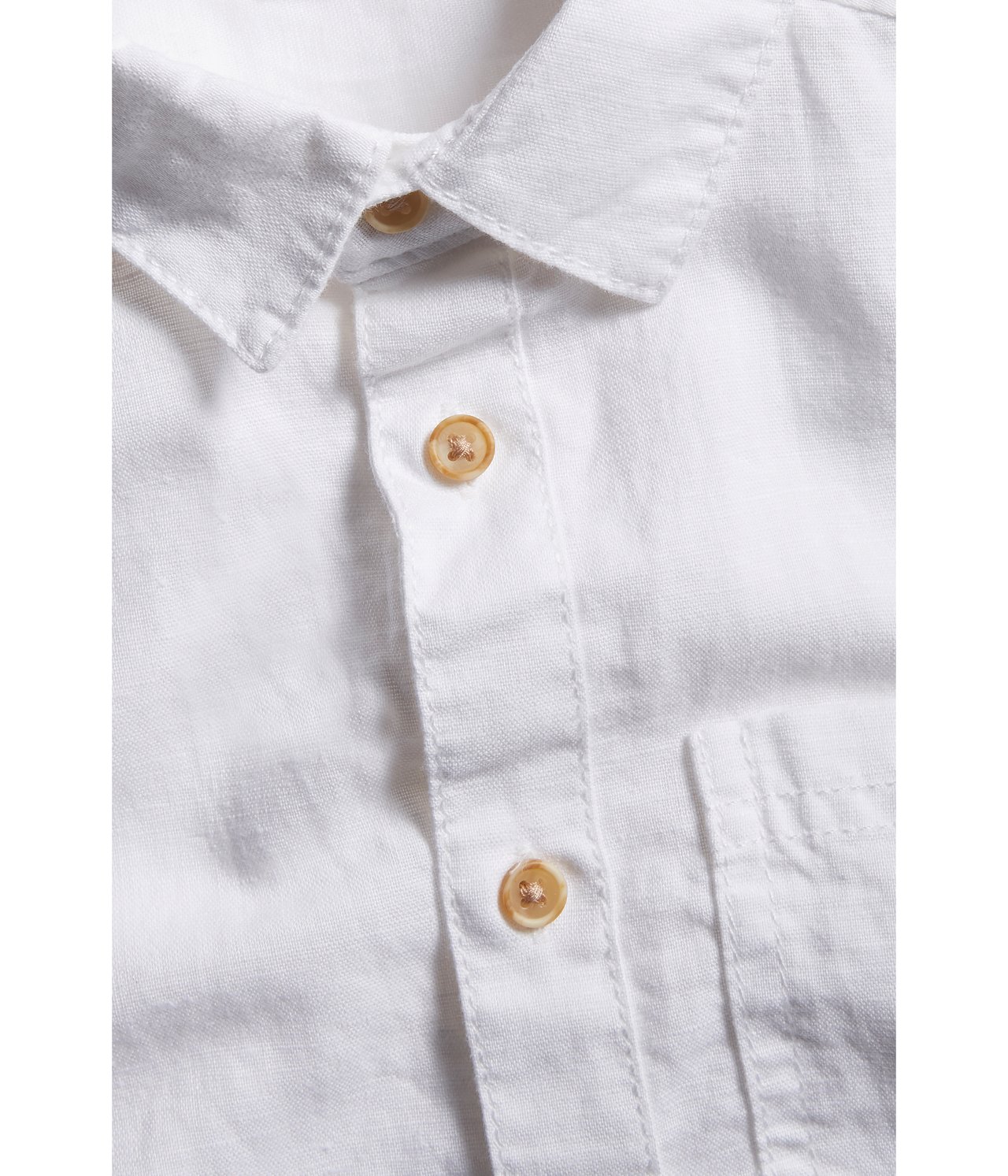 Pellavasekoitetta oleva lyhythihainen paita - Valkoinen - 5