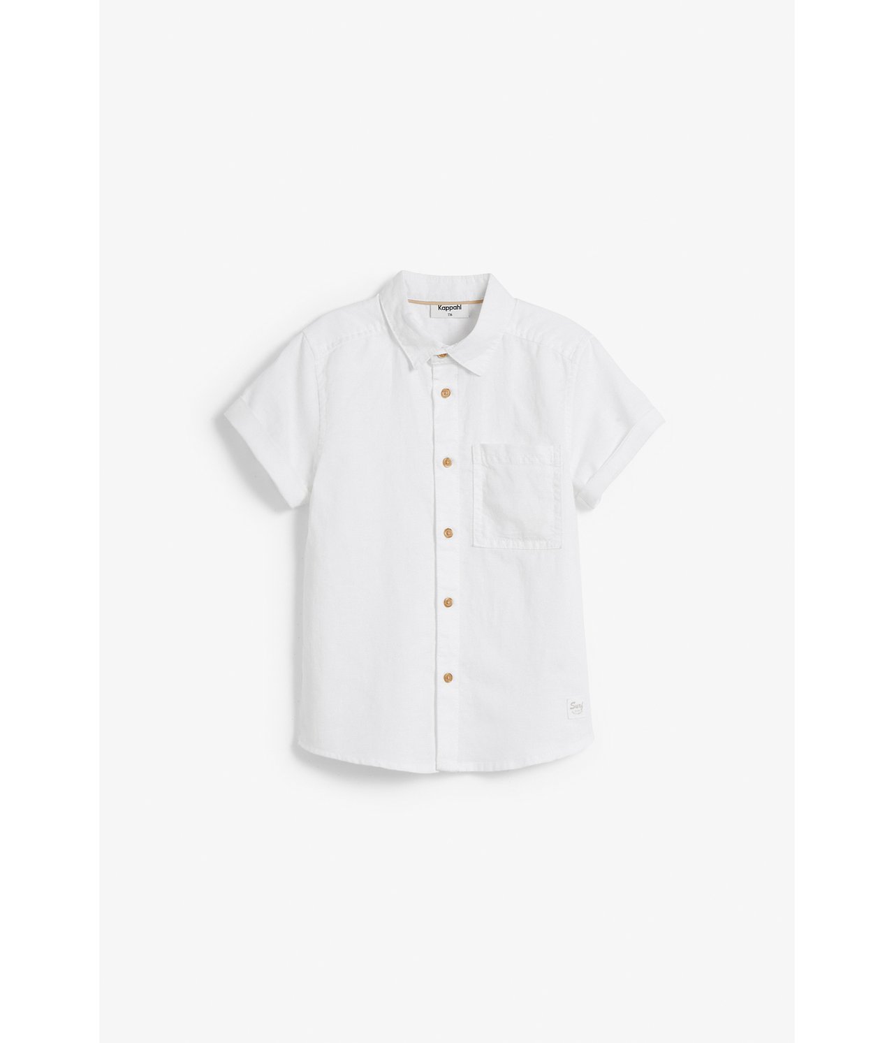 Pellavasekoitetta oleva lyhythihainen paita - Valkoinen - 6