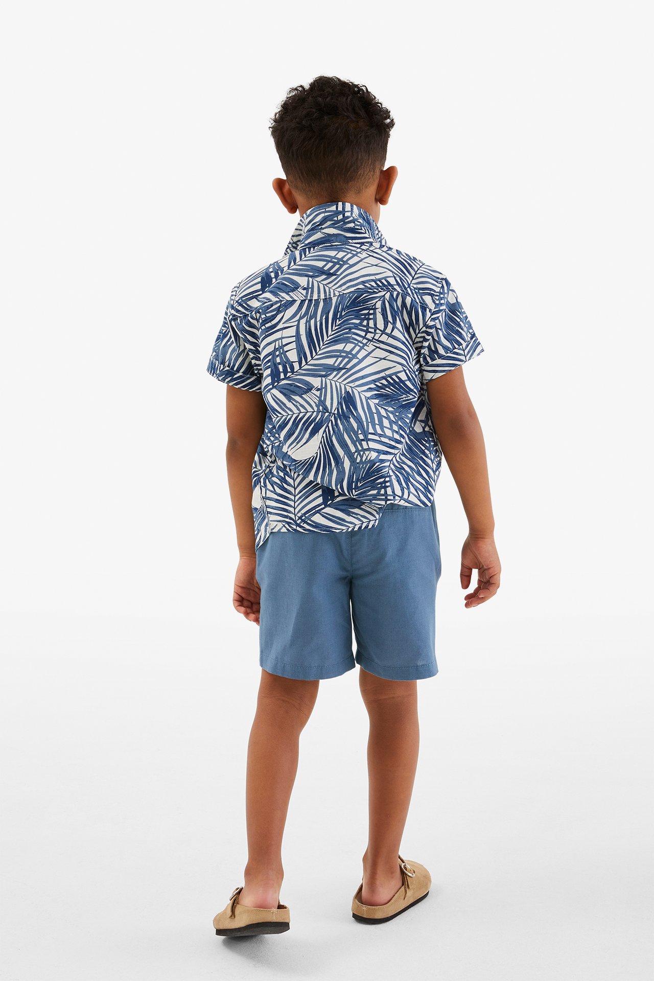 Shorts i linnemix - Blå - 6