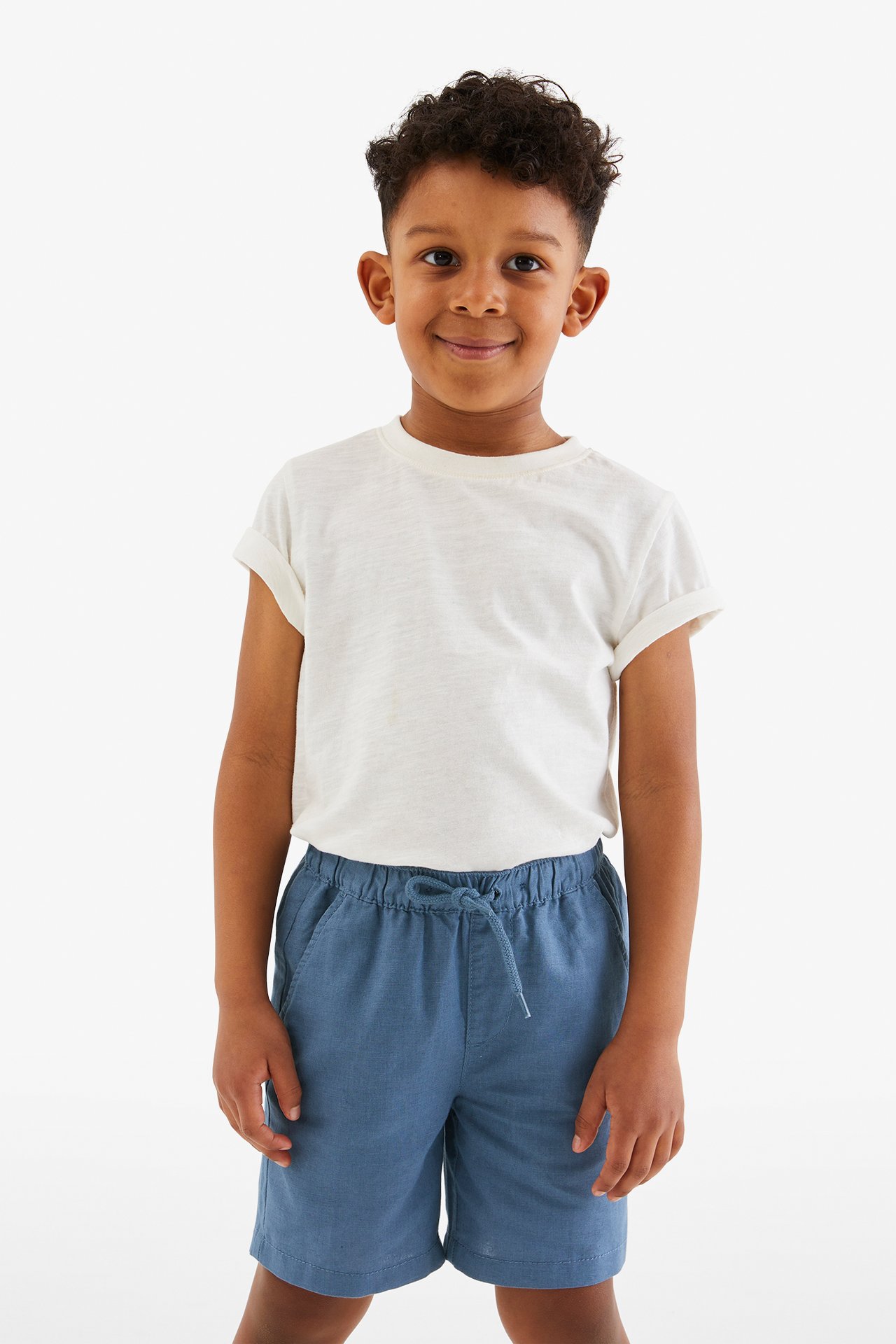 Shorts i linnemix - Blå - 3