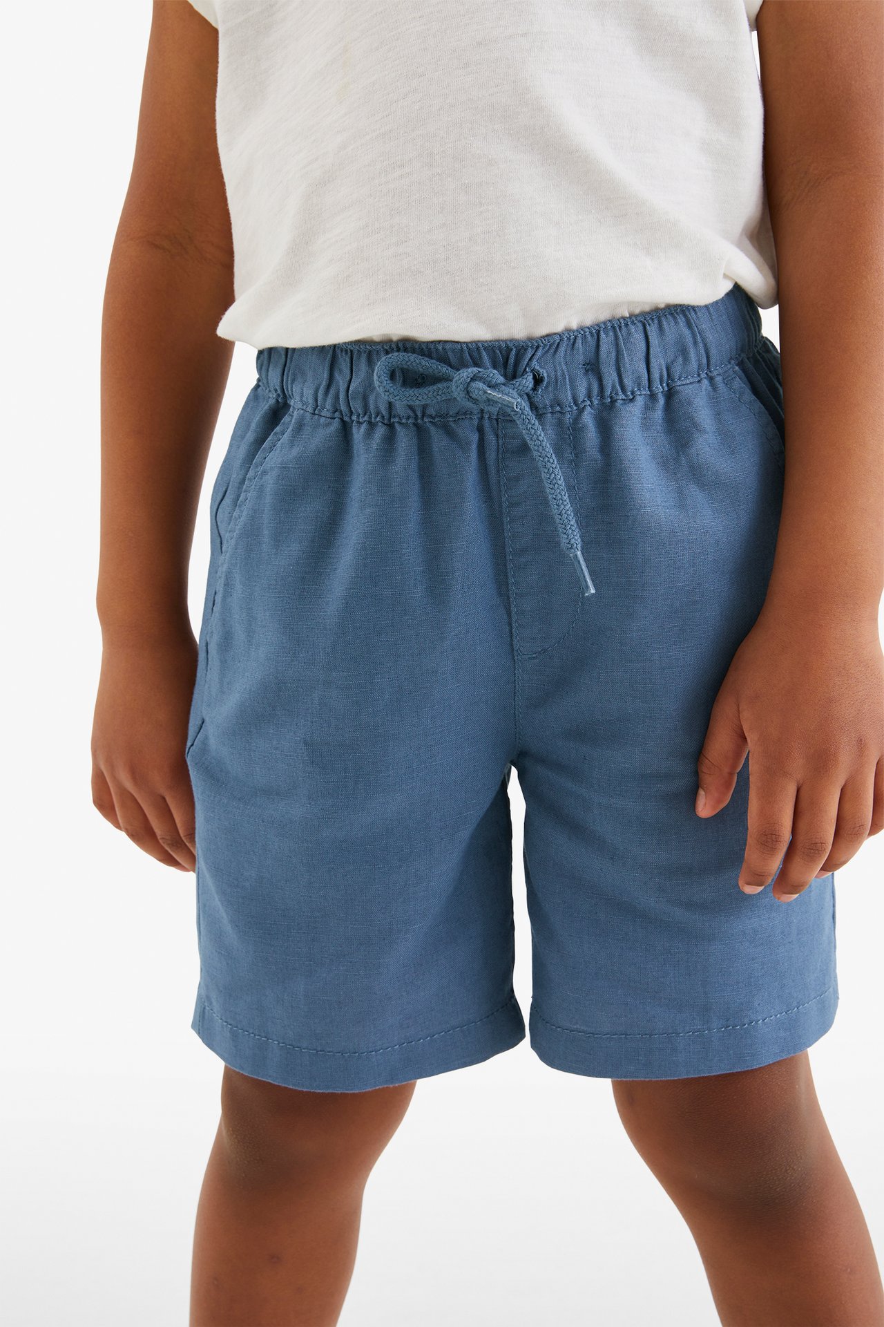 Shorts i linnemix - Blå - 4