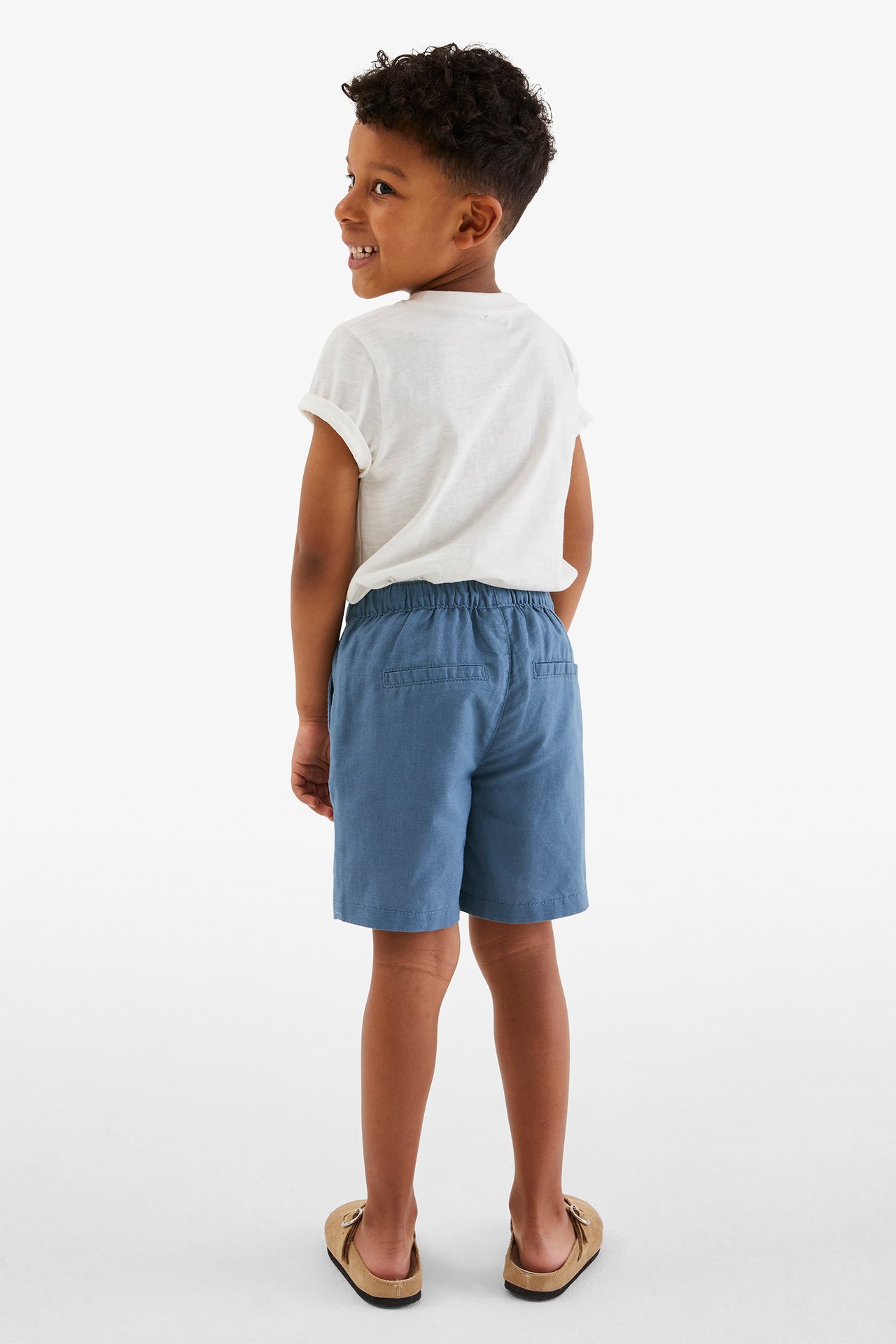 Shorts i linnemix - Blå - 5