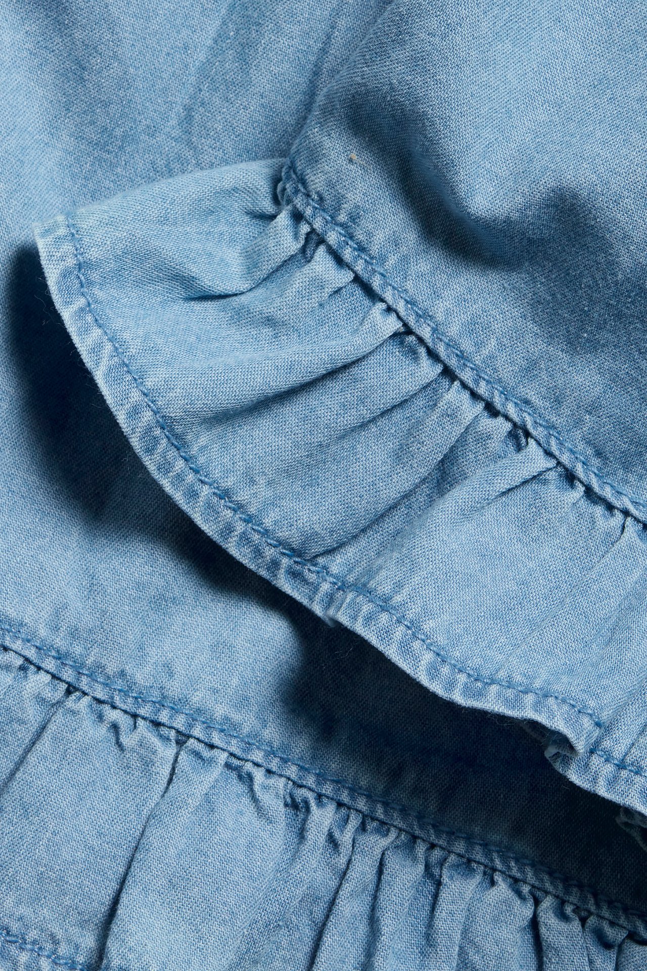 Shortsit, joissa on röyhelö - Vaalea denim - 4