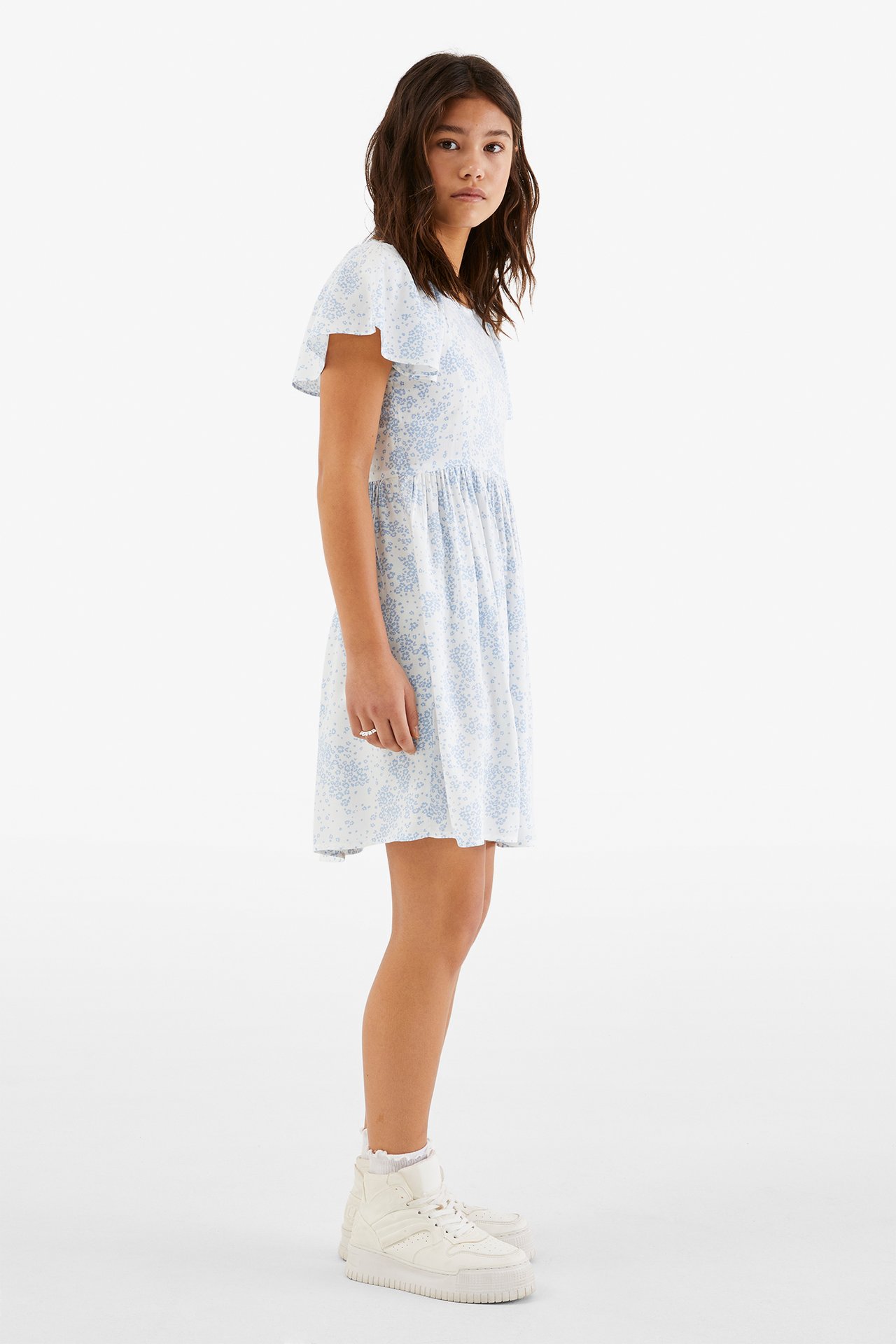 Mønstret kjole - Offwhite - 2