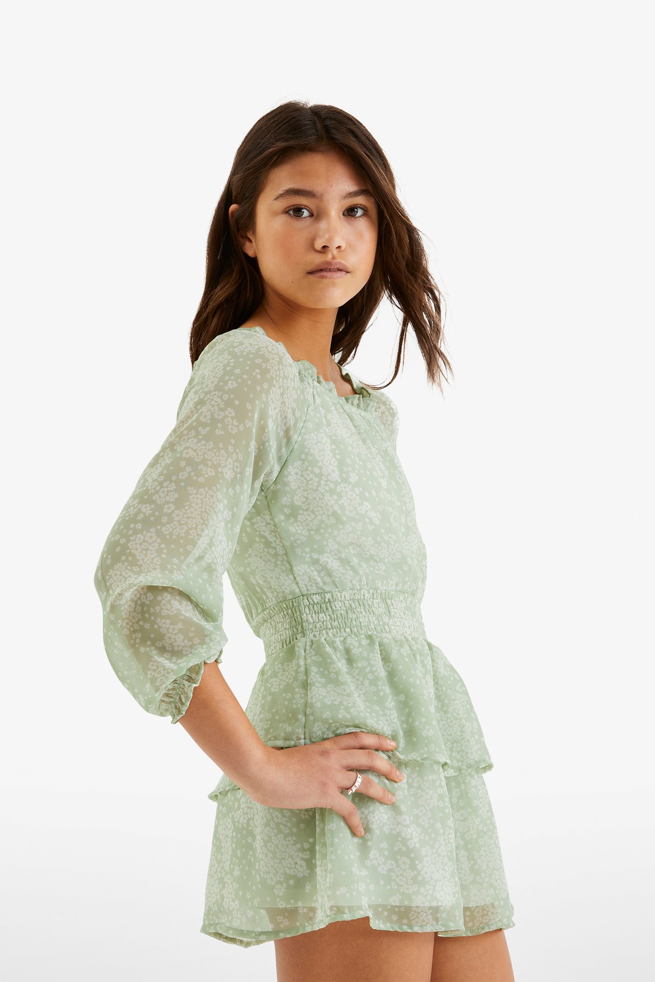 Sukienka z szyfonu - Zielony - 2