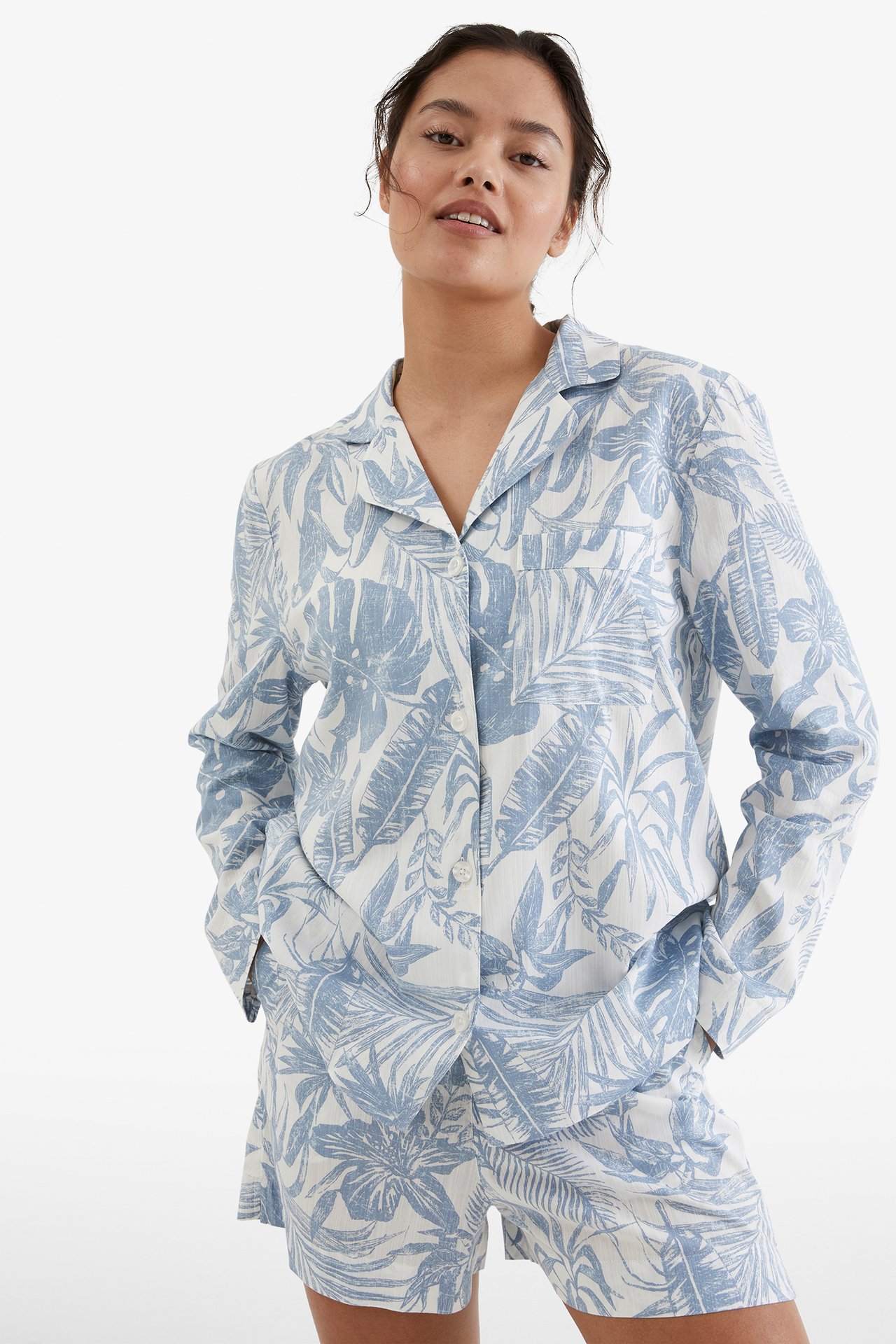 Pyjamasskjorte - Blå - 170cm / Storlek: S - 1
