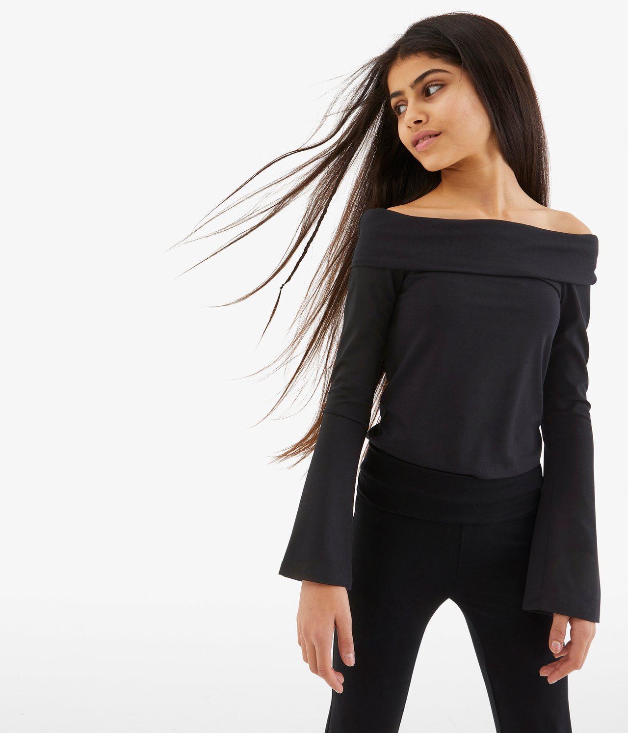 Off shoulder-topp - Svart - 1