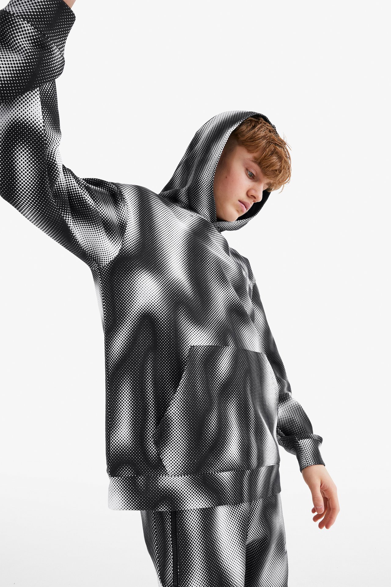 Mönstrad hoodie - Vit - 1