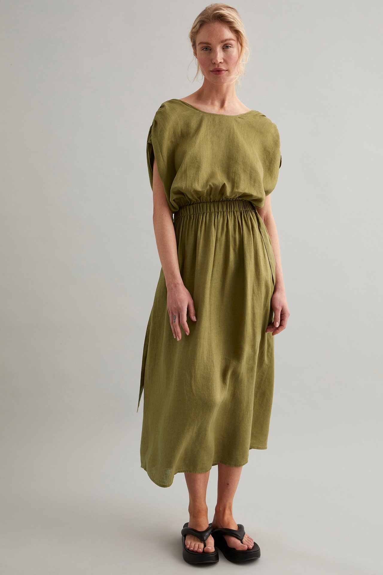 Sukienka z lnu - Zielony - 178cm / Storlek: S - 2