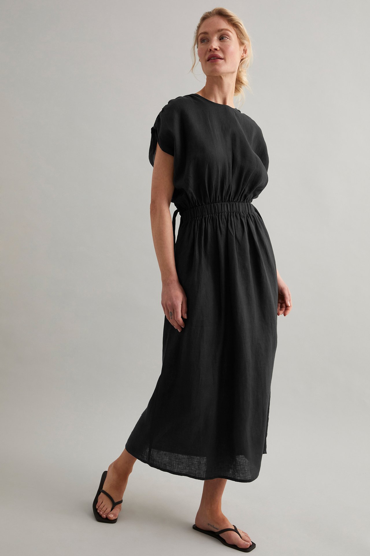 Sukienka z lnu - Czarne - 178cm / Storlek: S - 3