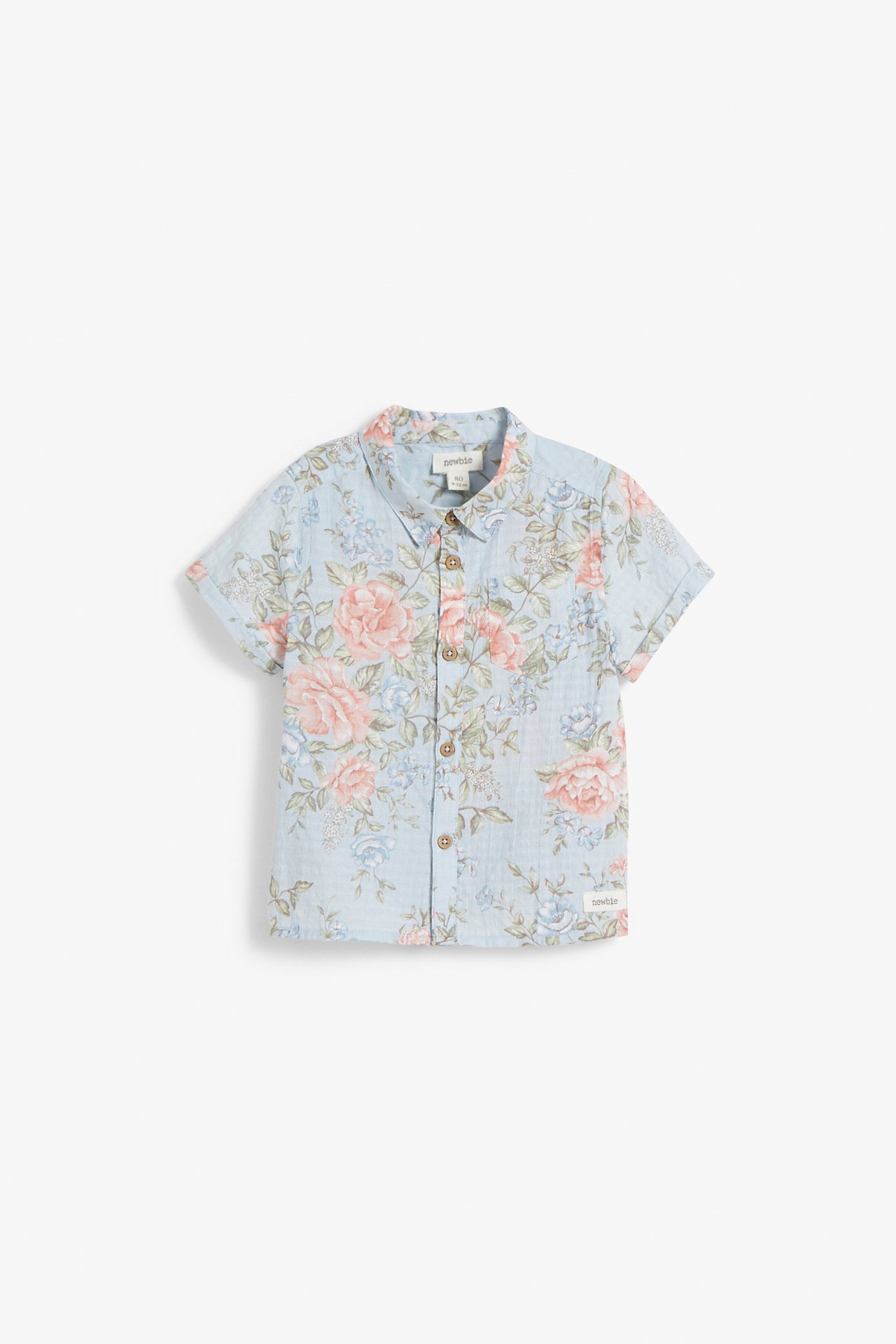 Blomstrete babyskjorte - Lyseblå - 2
