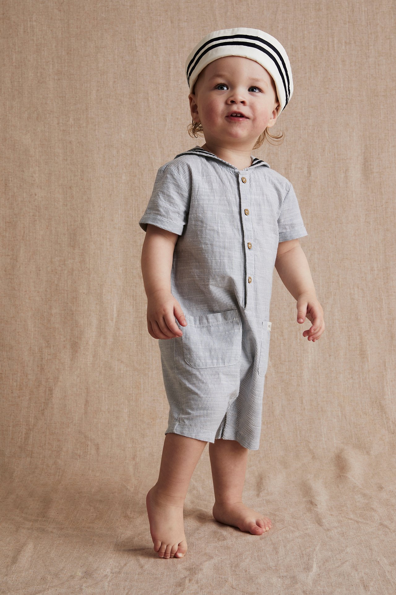 Jumpsuit med sjömanskrage Baby - Blå - 2