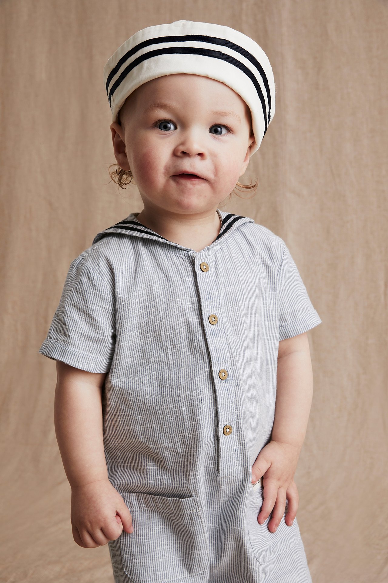 Jumpsuit med sjömanskrage Baby - Blå - 3