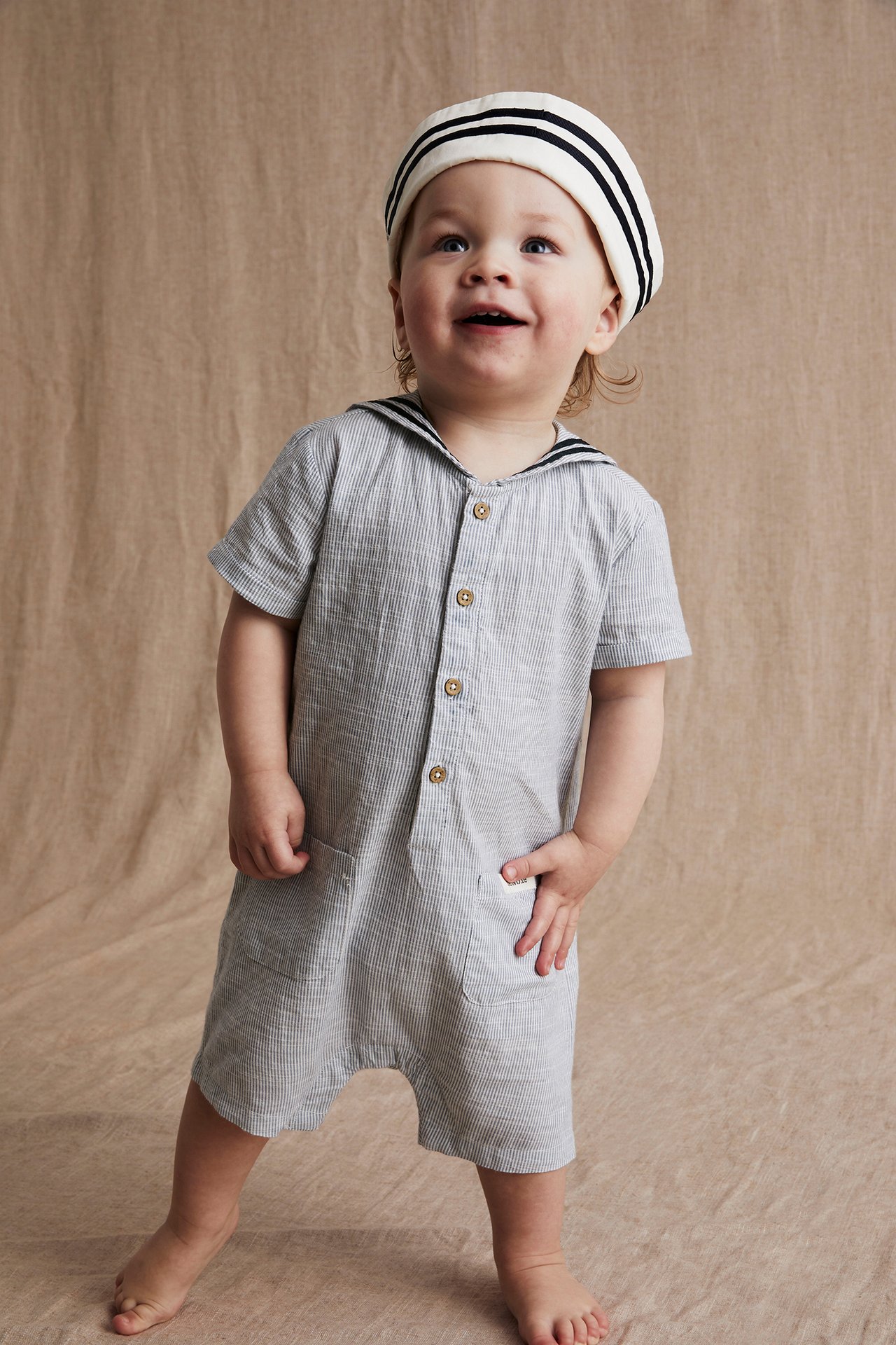 Jumpsuit med sjömanskrage Baby - Blå - 1