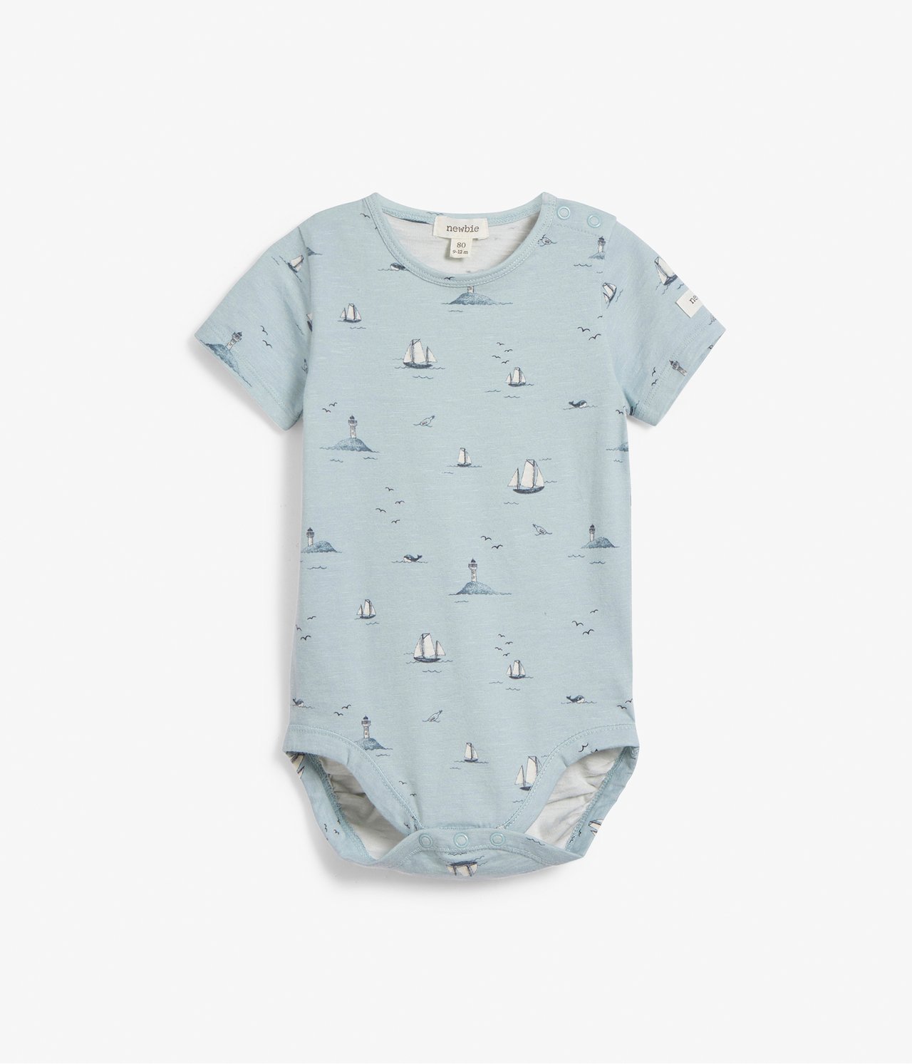 Kortermet mønstret babybody - Turkis - 2