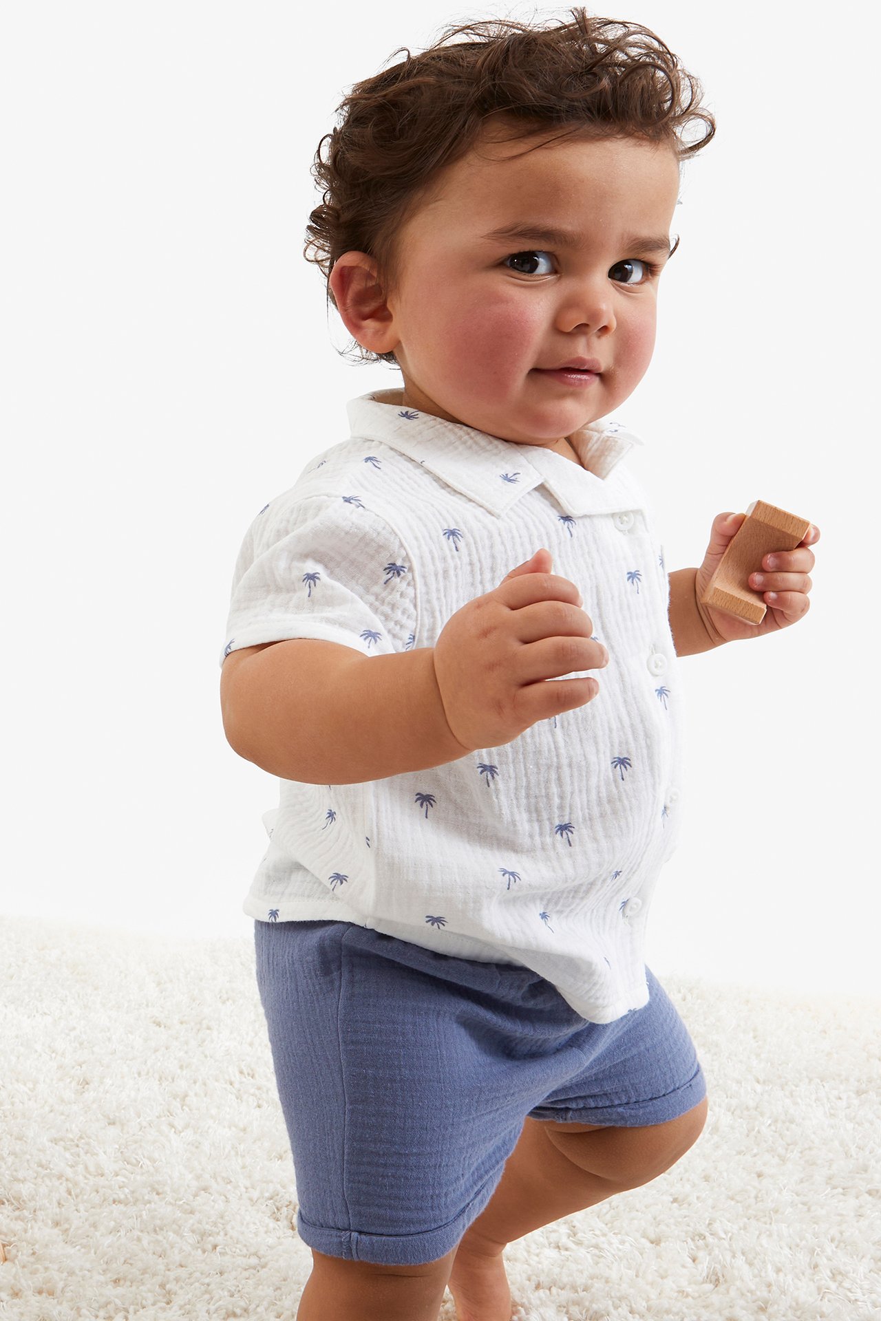Kortärmad babyskjorta - Offwhite - 1