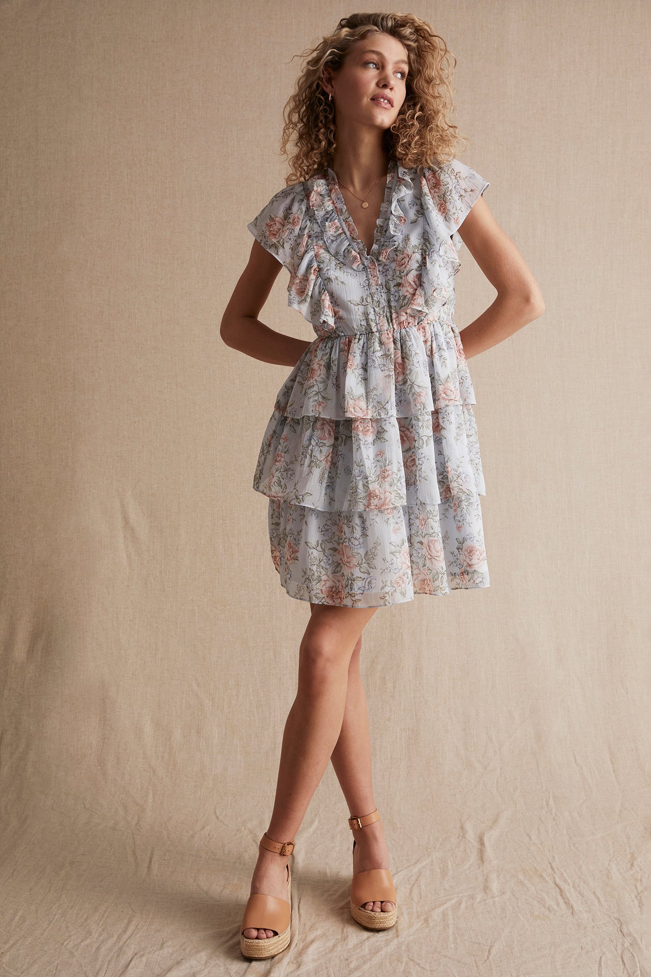 Blomstrete kjole Newbie Woman - Lyseblå - 181cm / Storlek: S - 3