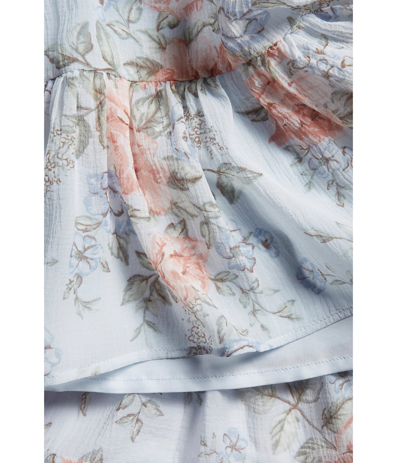 Kukkakuvioinen mekko, jossa on röyhelö Vaaleansininen - null - 0