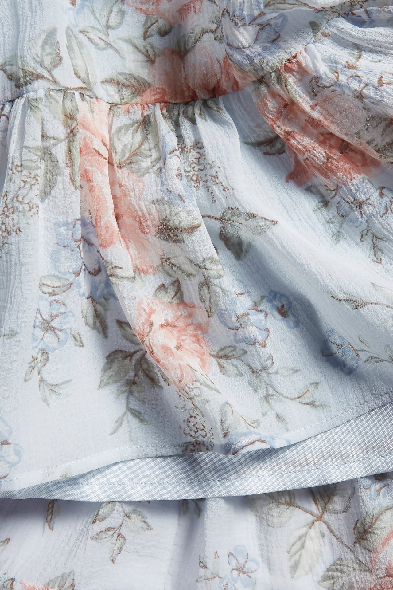 Blomstrete kjole med volang Lyseblå - null - 3