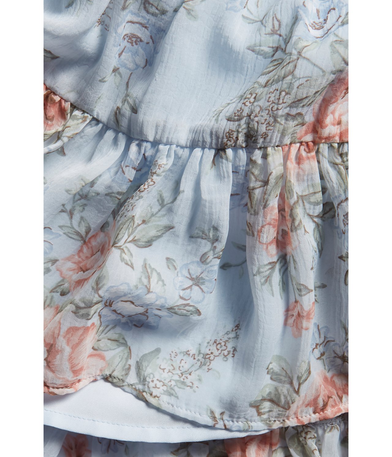 Blomstrete kjole med volanger Lyseblå - null - 4