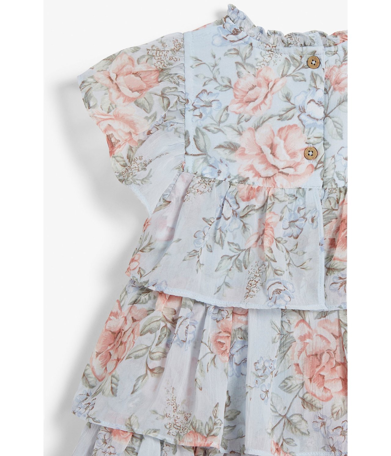 Kukkakuvioinen mekko, jossa on röyhelöt Vaaleansininen - null - 8