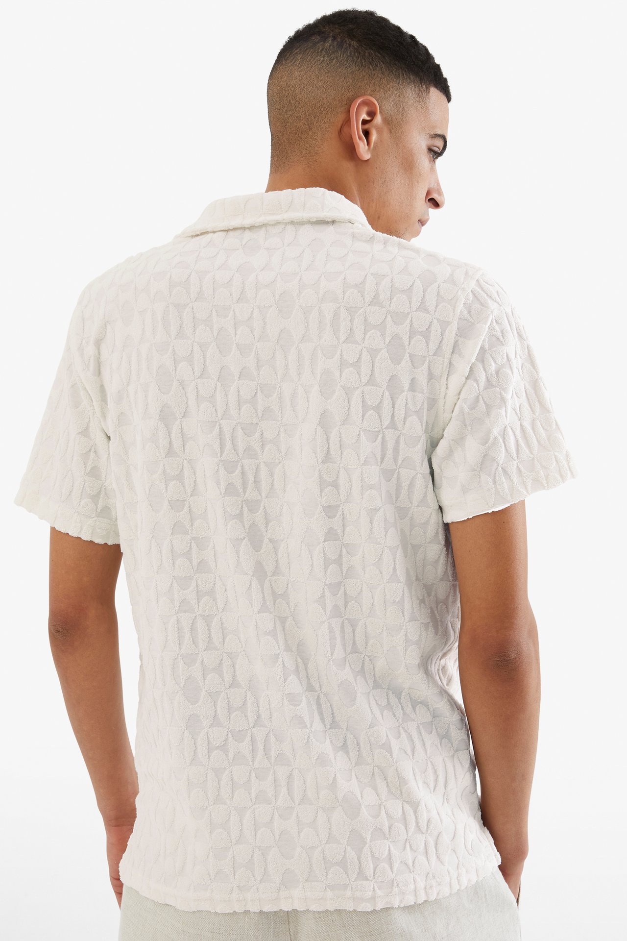 Tennisskjorte i frottémønster Offwhite - null - 5