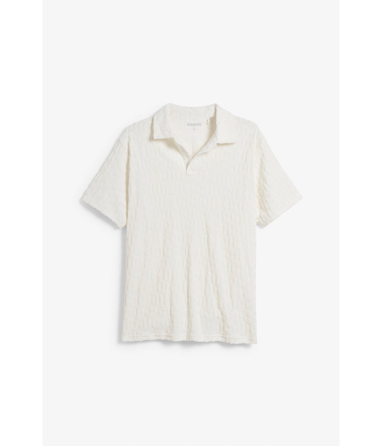 Tennisskjorte i frottémønster - Offwhite - 5