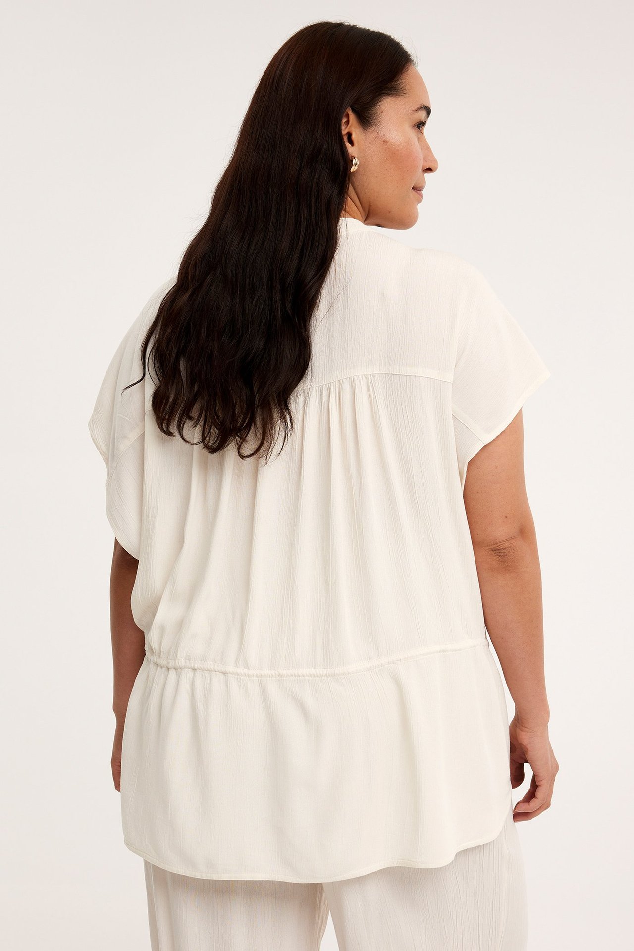 Rynkete bluse Offwhite - null - 3